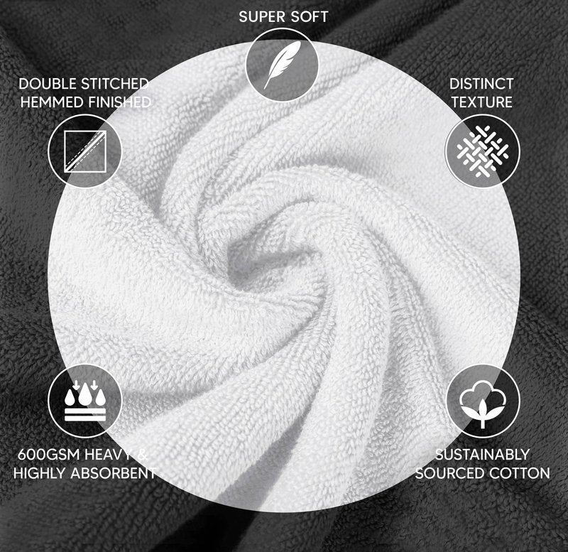 YRALY Luxury Wash Cloths 12 Pack |13x13 Inch | 600 GSM | 100% Ring Spun Cotton Washcloths for Body and Face – Soft and Absorbent Face Towels for Bathroom, Hotel, Spa, Gym (White)