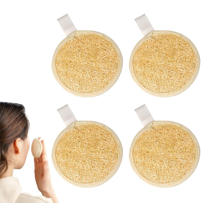 Natural Loofah Face Scrubber,Exfoliating Facial Scrub Pads Made from Organic Luffa for Women and Men (3.35", 4Pack)