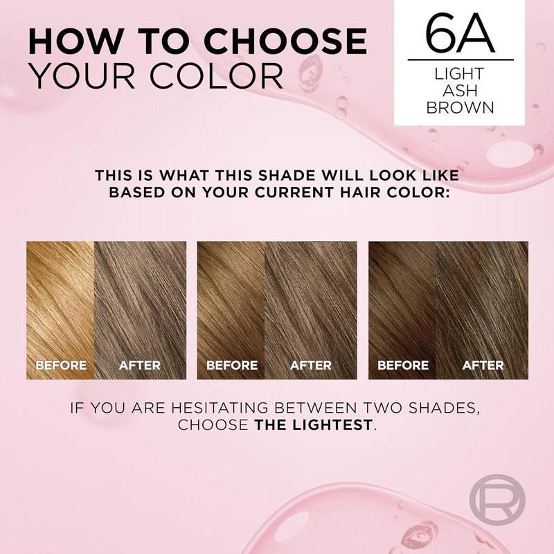 L'Oreal Paris Hair Dye - Excellence Crème Permanent Color with Hyaluronic Acid for 100% Gray Coverage | 6A Light Ash Brown, 2 Kits