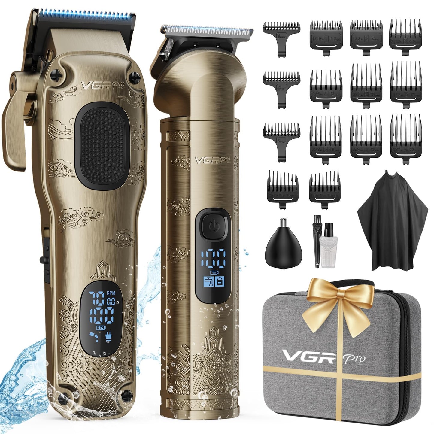 VGRPRO Hair Clippers for Men Professional, Cordless Hair Clippers for Hair Cutting, Mens Clippers and Trimmers Set, Electric Hair Trimmer for Men with Package Case