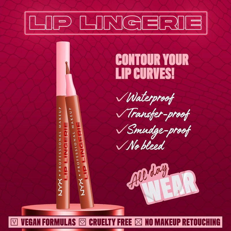 NYX PROFESSIONAL MAKEUP Lip Lingerie Liner - All-Day Waterproof Stain in Naughty Nude (Warm Tone)