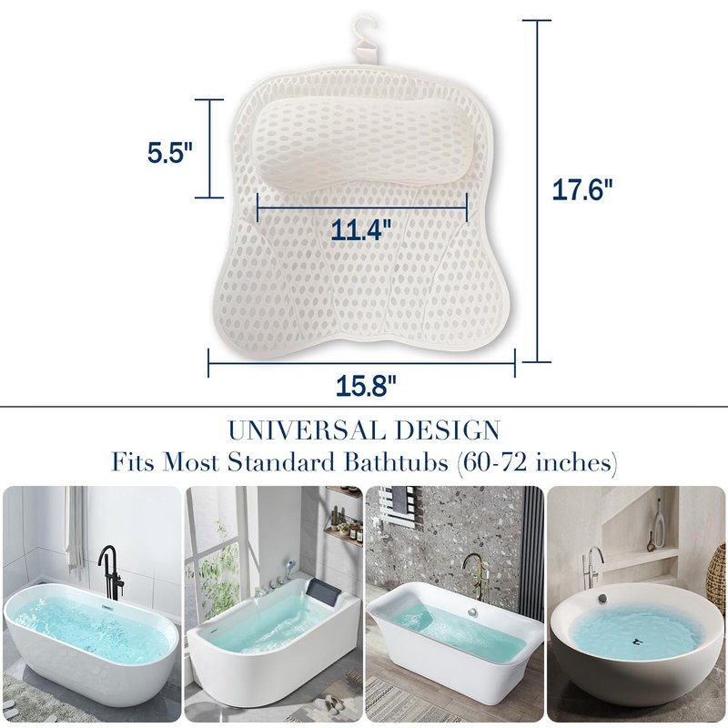LDJDSDS Luxury Bath Tub Pillows for Head and Neck, 4D Breathable Air Mesh Bath Pillow with Non-Slip Suction Cups, Ergonomic Back Support Spa Gifts with Silk Eye Mask