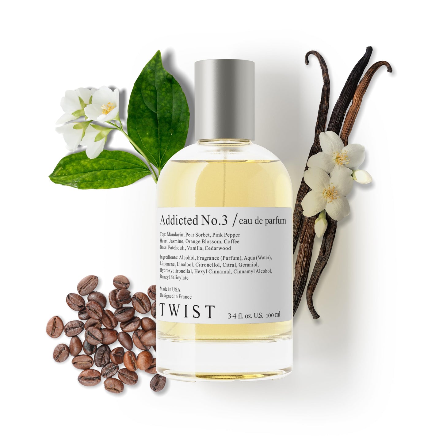 Twist - Addicted No. 3 - Eau De Parfum Inspired by Y. B.lack O.pium Long-Lasting Perfume For Women, Amber & Vanilla, Vegan, Clean Ingredients, Fragrance - Spray 100 ml | 3.4 fl. oz.