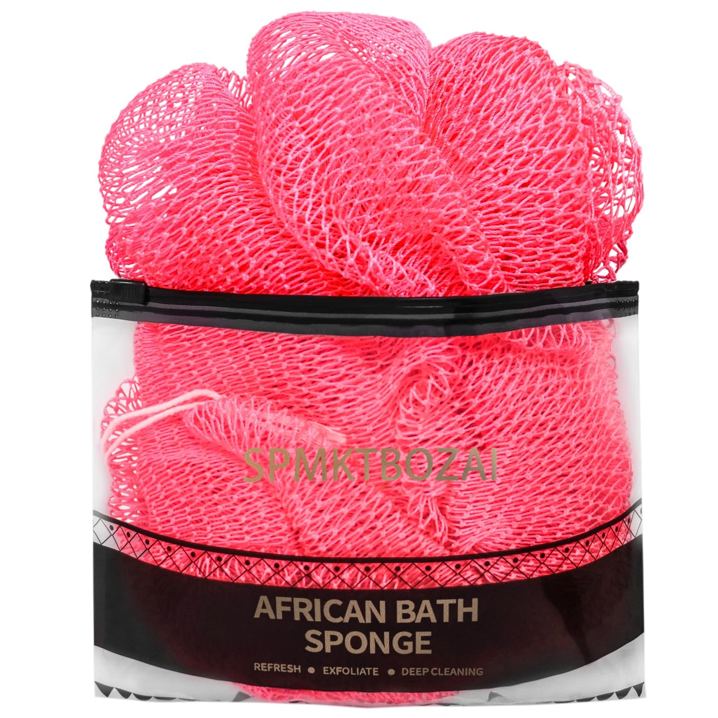 SPMKTBOZAI African Net Sponge Authentic, Loofah Exfoliating Body Scrubber Bath Sponge, African Exfoliating Net Sponge Back Scrubber Washcloth for Shower, Body Care Bathing Accessories (Rose Red)