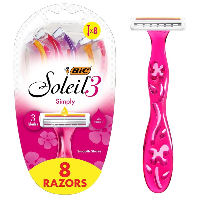 BIC Soleil 3 Women's Disposable Razors - 3-Blade Design with Moisture Strip | 8-Pack