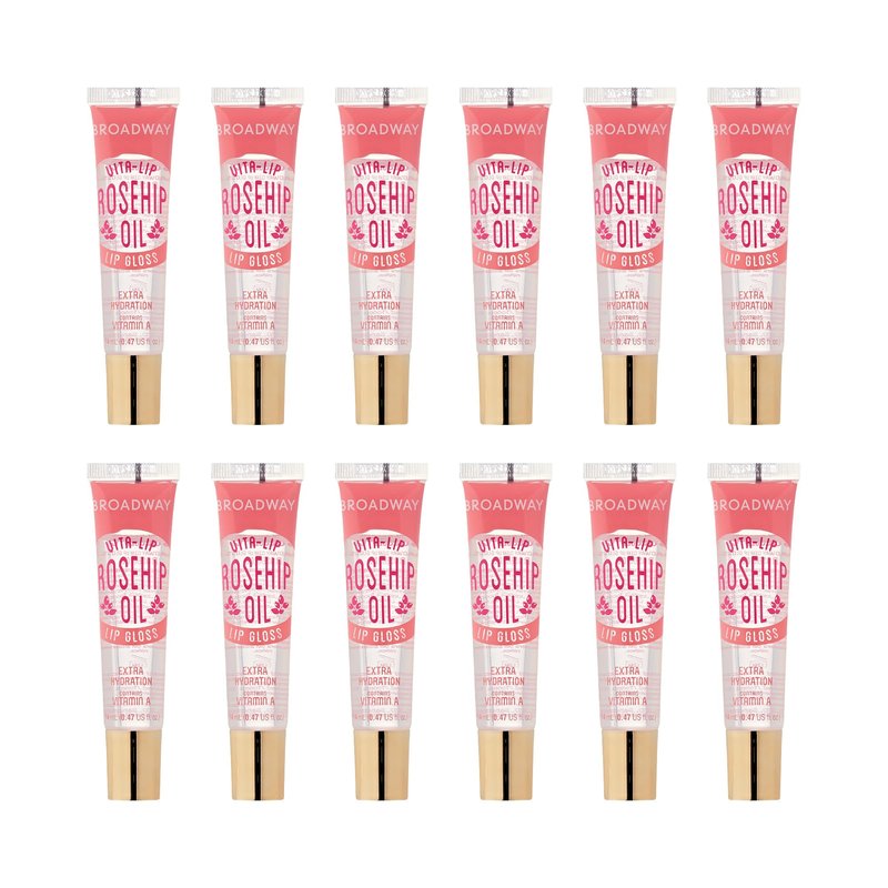 Ruby Kisses Broadway Vita-Lip Clear Lip Gloss (Rosehip Oil 12 Pack), Ultra-Hydrating & Soothing Formula with Vitamin Oils, High-Shine Non-Sticky Finish, Healing Glossy Lip Balm With Vitamin A