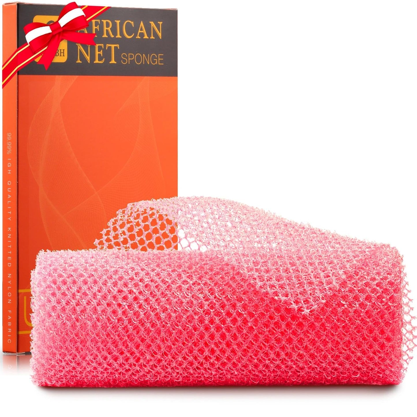 UJFQBH African Net Sponge African Net Long Net Bath Sponge Exfoliating Shower Body Scrubber Back Scrubber Skin Smoother,Great for Daily Use (Pink)