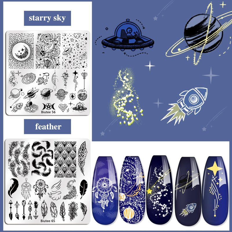 Biutee Nail Stamping Plates Set - 15PCS Nail Art Kit with Stamper, Scraper & Storage Bag | Floral & Holiday Designs