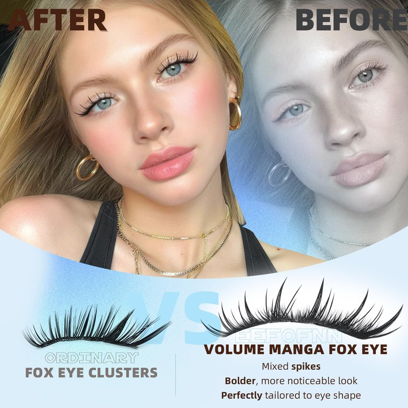 Fox Eye Lash Clusters Manga Eyelash Clusters Wispy Cluster Eyelash Extensions Spiky Cat Eye Lashes Vixen Lash Cluster Pre-Mapped Left Right Eyelash Extensions by Eefofnn