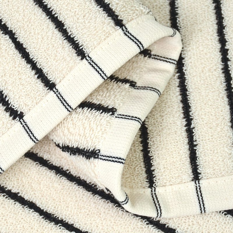 Jacquotha Striped Cotton Washcloths 4 Pack, 13” x 13” - Soft Wash Cloths for Bathroom, Kitchen, Gym, Face, Black and Cream