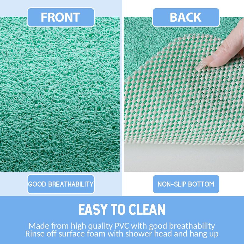 Hargiis Non-Slip Bathtub Mat, Anti Slip Shower Mat, Fast Drying Bathtub Mats, Foot Scrubber Mat, Anti Slip Mat for Tub, Floor, Bathroom, Kitchen, Home, Hotel (Light Green 36"×24")