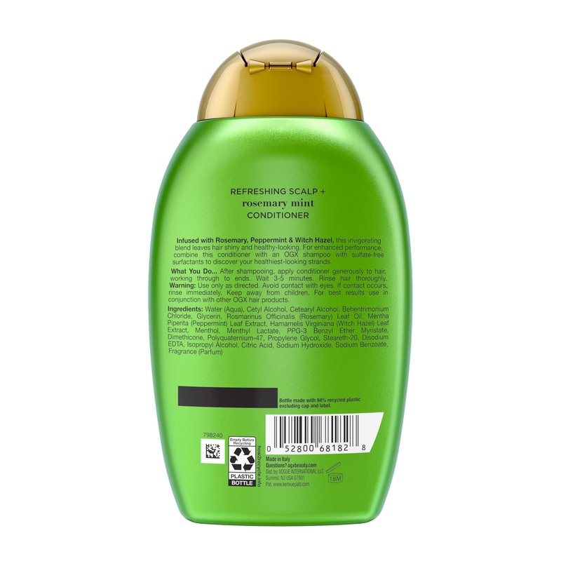 OGX Extra Strength Refreshing Scalp + Rosemary Mint Conditioner, Nourishing Hair & Scalp Conditioner Infused with Rosemary for Healthy-Looking Hair, Sulfate-Free Surfactants, 13 fl. oz