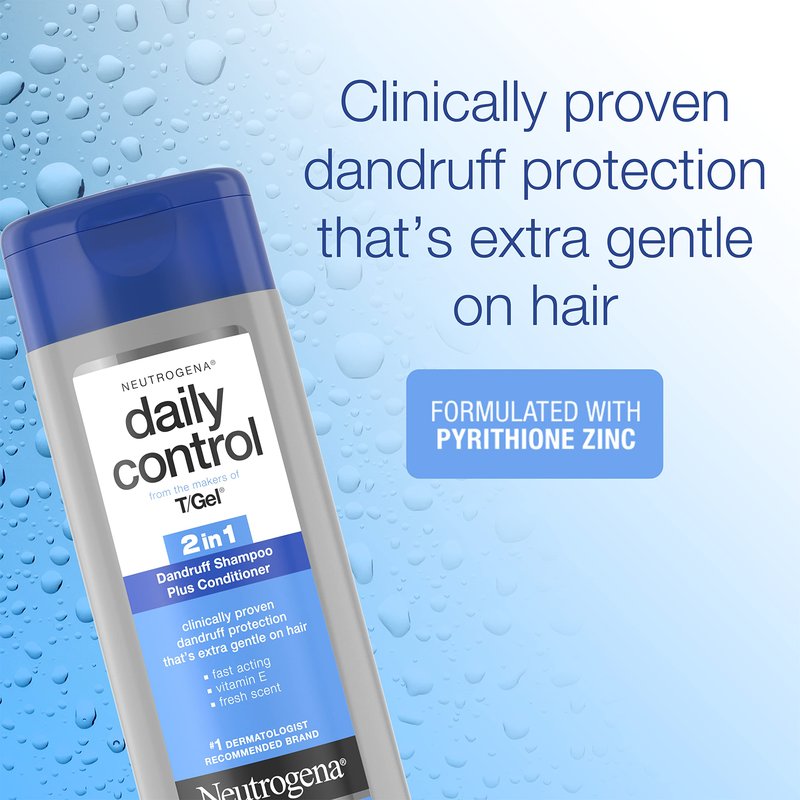 Neutrogena T/Gel Daily Control 2-in-1 Anti-Dandruff Shampoo Plus Conditioner with Vitamin E and Pyrithione Zinc, Fast Acting Relief for Scalp Itching and Flaking, 8.5 fl. oz