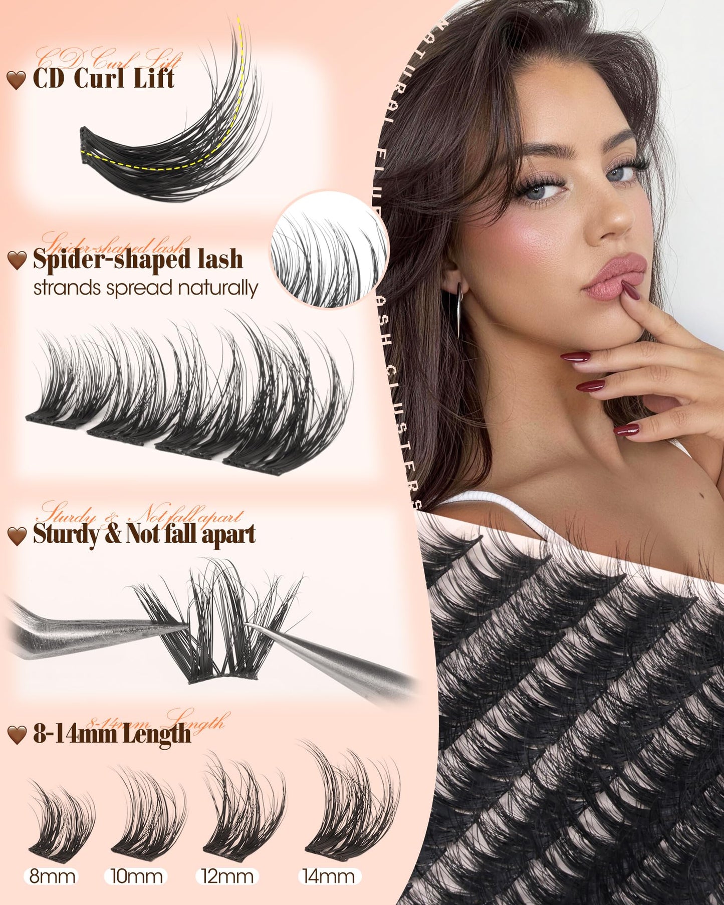 Wispy Lash Clusters Fluffy Cluster Eyelash Extensions Natural Eyelash Clusters 8-14mm Short Lash Clusters C Curl Cluster Lashes Extensions DIY Fairy Individual Lashes by Delyneph
