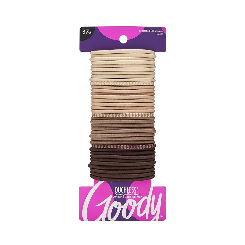 Goody Ouchless Hair Elastics - Tangle-Free Hold for Thick, Curly & Coily Hair | 37 Count, Blonde Ponytail Holders