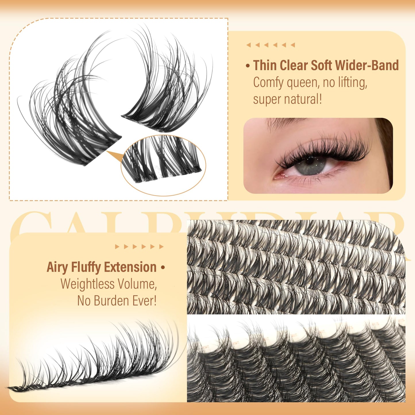 Spider Lash Clusters Breeze Eyelash Clusters DD Curl Cluster Eyelash Extensions Fluffy Spider Lashes Clusters Wispy Individual Lashes Extension Soft Thin Band Cluster Lashes 10-16MM for Natural Look