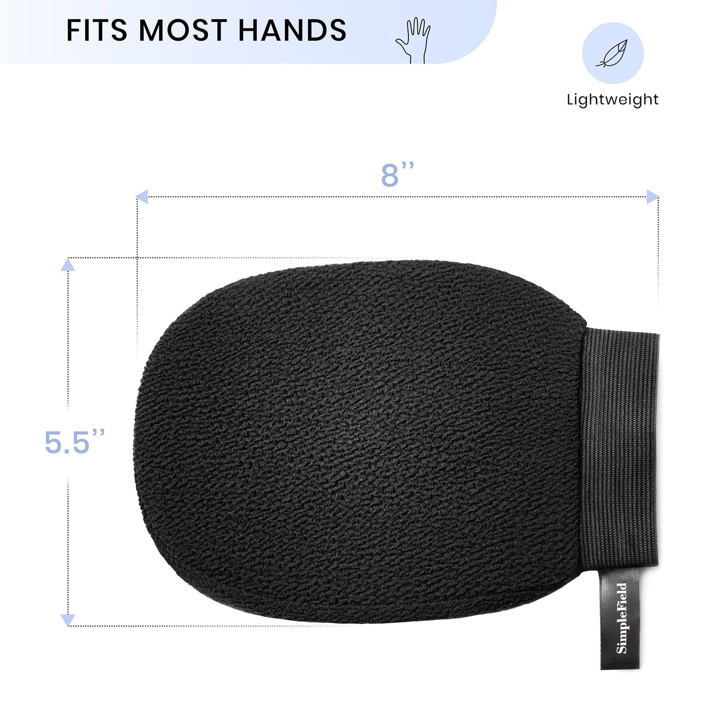 SimpleField Korean Exfoliating Mitt for Remove Dead Skin. 2 Pack 100% Viscose Kessa Deep Exfoliating Gloves for Body Scrub, Keratosis Pilaris and Self Tanning Removal. Easily Smooth Skin Surface.