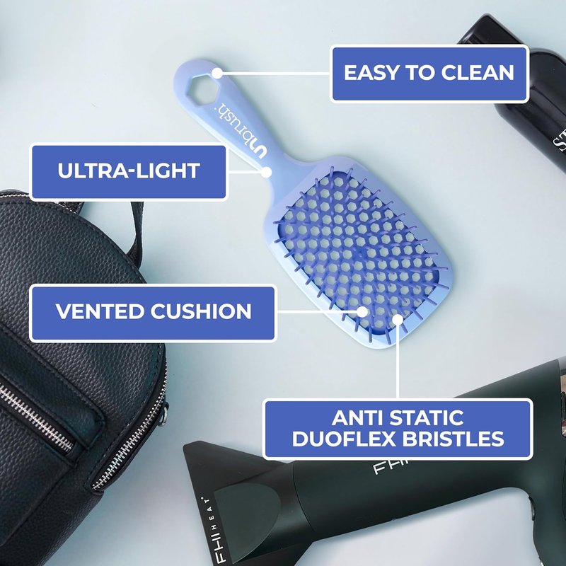 FHI Heat Detangling Brush | Pain-Free Brushing for All Hair Types - Durable DuoFlex Anti-Static Bristles, Lightweight Handle