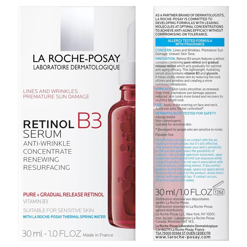 La Roche-Posay Pure Retinol Face Serum - Anti-Aging with Niacinamide & Hyaluronic Acid | 1.0 fl oz for Sensitive Skin