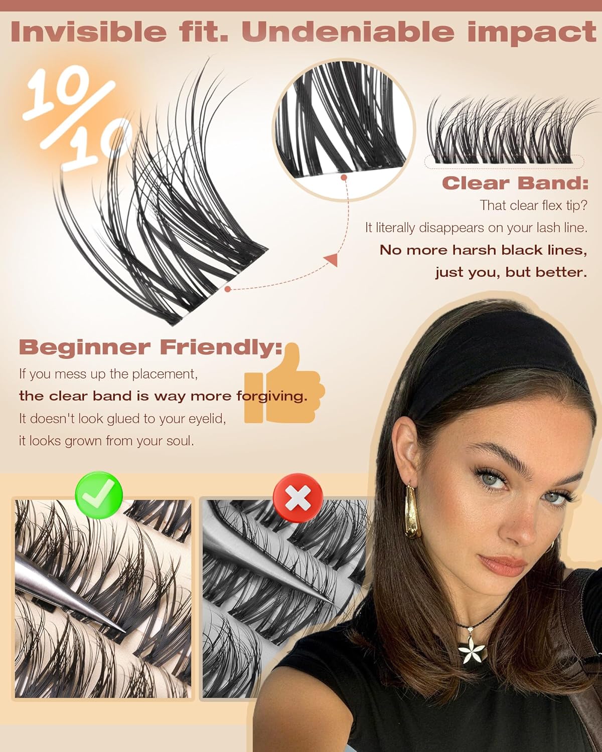 Zanlufly Spider Lash Clusters - Natural Wispy Eyelash Extensions | Light & Fluffy 8-16mm D Curly Lashes