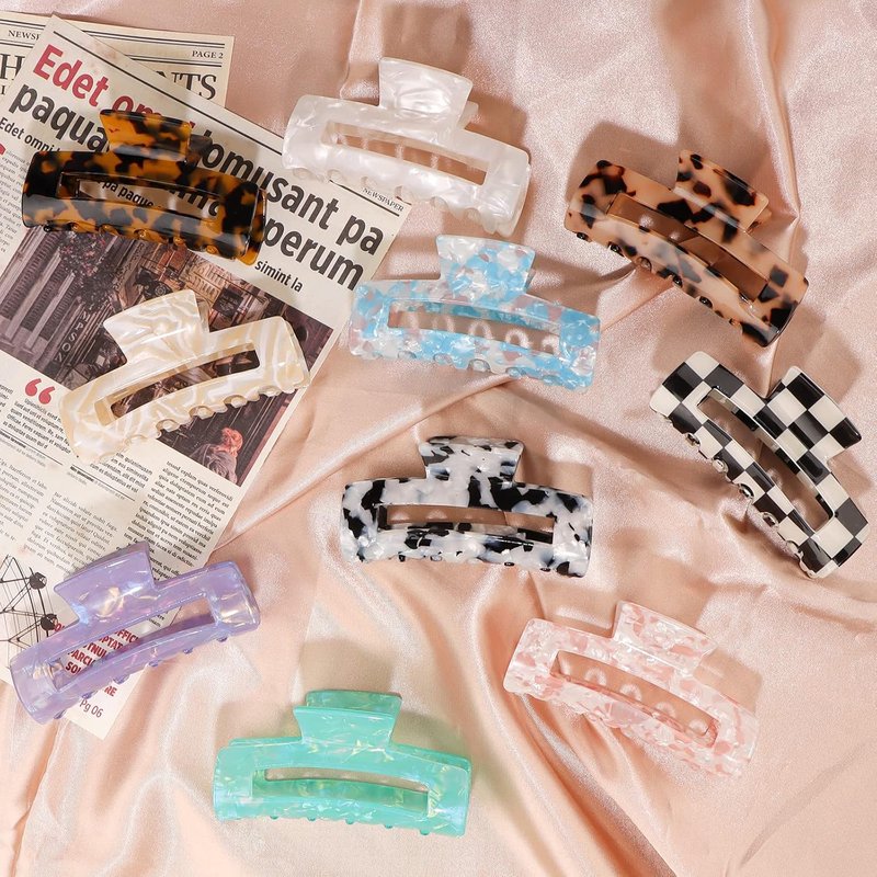 Magicsky Hair Claw Clips - 10 Pcs Opal Marble Tortoise Acrylic Clips for Thick & Thin Hair | Cute 90's Butterfly Barrettes