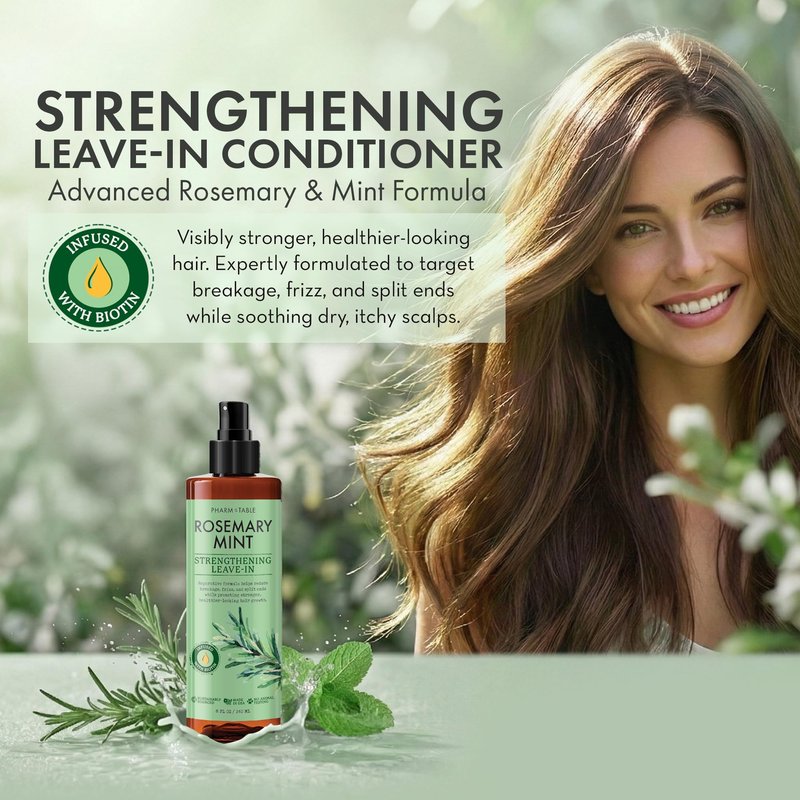 Leave In Conditioner Spray - Rosemary & Mint Scalp Treatment - Anti-Dandruff and Dry & Itchy Scalp treatment, Hydrating & Medicated Formula for Psoriasis and Scalp Care - Detangles & Nourishes Hair.