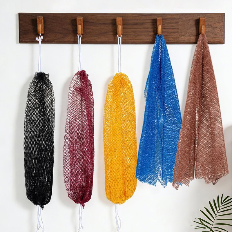 African Net Sponge 5-piece exfoliating Scrub is Suitable for All Skin Types,Bath Sponge for the face and Body, Durable and Gently Exfoliation