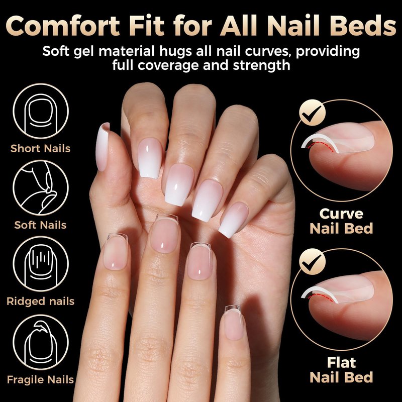 Extra Short Nail Tips: 504pcs Pre-shaped Half-matte Coffin Short Nails, 12 Sizes XS Clear Full Cover Fake Nails Soft Gelly Ballerina Press on Gel Nail Tips for Extension