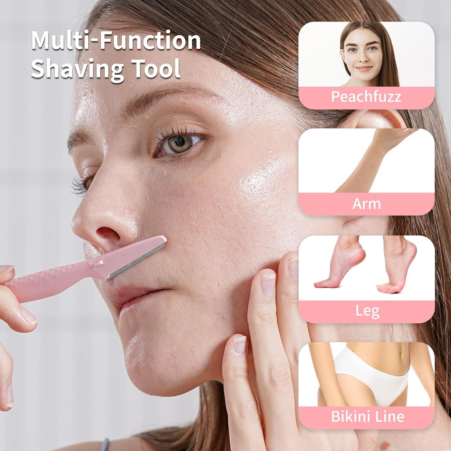 Tinkle Everglow Dermaplane Razor - Eyebrow & Face Hair Remover | 12 Count, Stainless Steel Blades