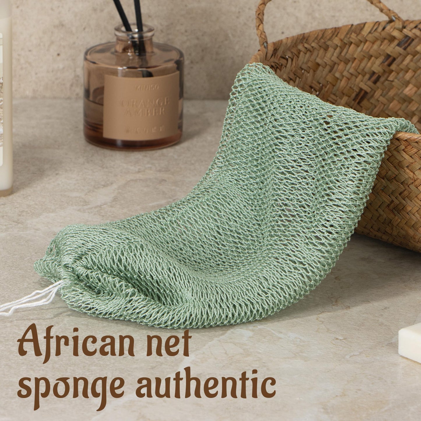 Yiclick African Net Sponge Authentic with Knots - Exfoliating Washcloth Towel, Back Scrubber for Shower Bath, Exfoliating Body Scrubber Exfoliator, African Rags Wash Cloth Loofah Lufa Sponge