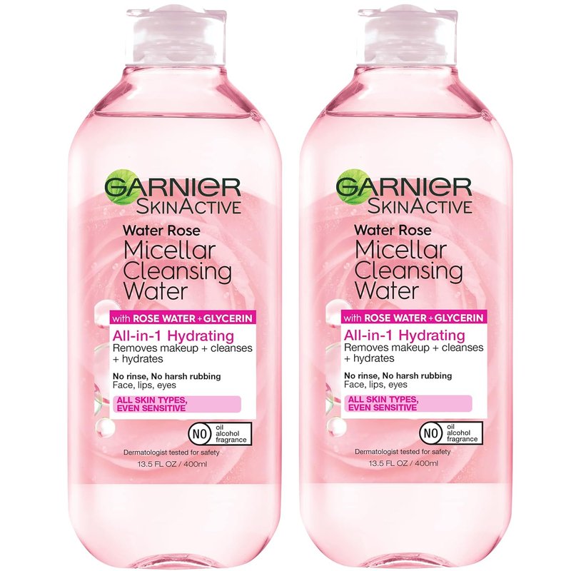Garnier Micellar Water - Hydrating Facial Cleanser & Makeup Remover with Rose Water | 13.5 Fl Oz (400mL), 2 Count