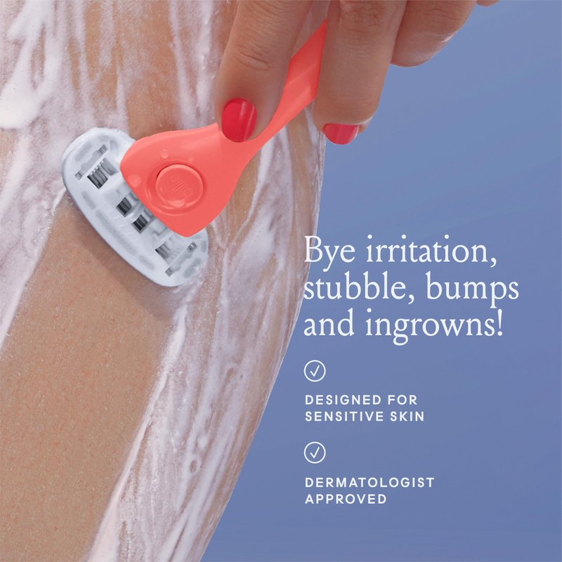 Billie Women’s Razor Kit, 1 Handle + 2 Blade Refills + Magnetic Holder, Coral