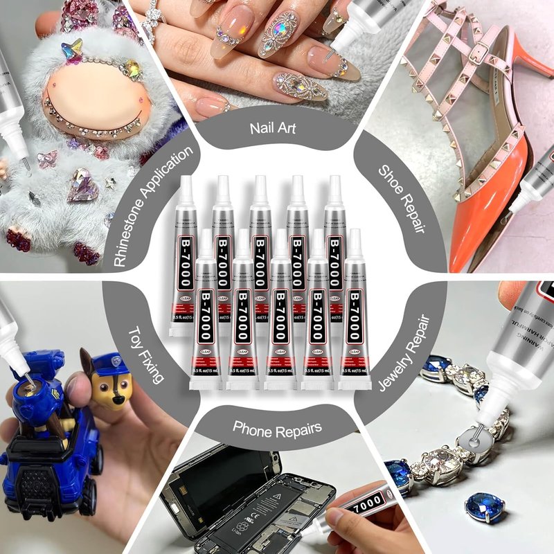 B7000 Glue - High Strength, Flexible Waterproof Adhesive | 15ml 10-Pack for Jewelry & Crafts