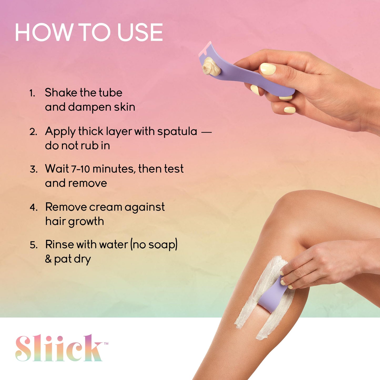 Sliick Body Hair Removal Cream for Women – Gentle Depilatory Cream for Sensitive Skin, Painless Hair Removal for Legs, Arms & Bikini Area, 7 fl oz