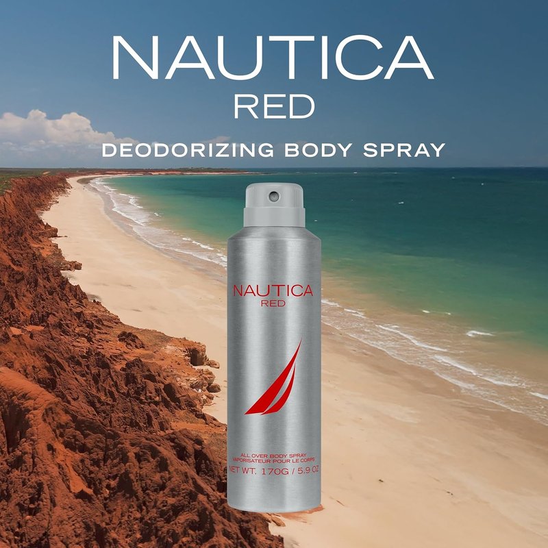 Nautica Deodorizing Body Spray for Men - Aromatic Fougere Fragrance with Black Pepper & Lavender | 6.0oz