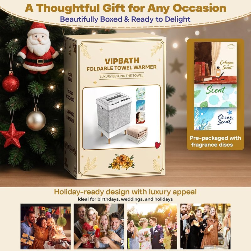 Skiennix 35L Towel Warmer - Family-Sized Foldable Design with Window & Dual Safety Shut-Off | Spa-Like Luxury Gift Set