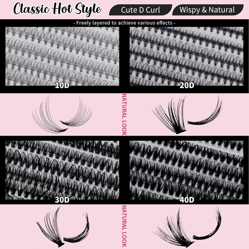 RITALASH Lash Extension Kit - 640pcs DIY Cluster Lashes with Bond & Seal | 10D-40D, 10-16mm Sizes