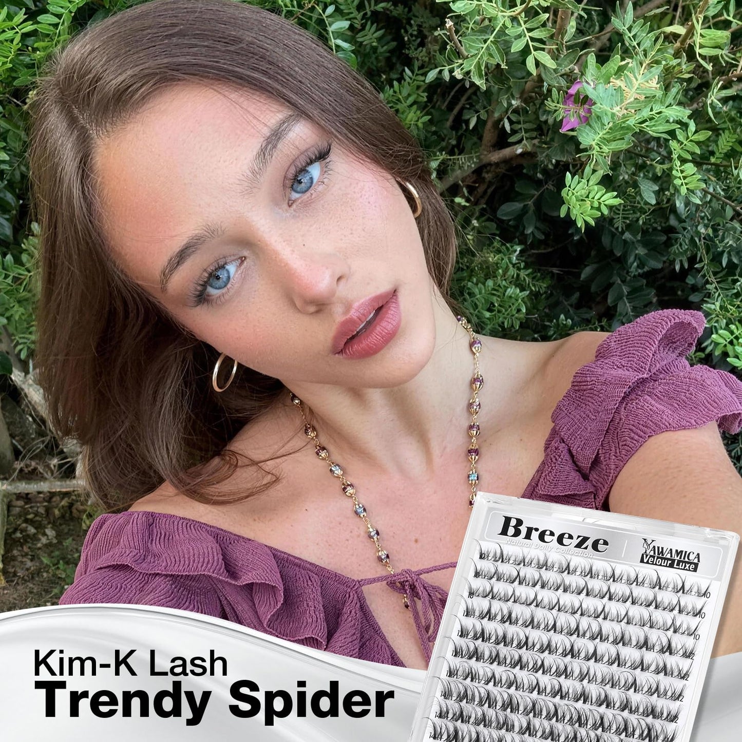 Spider Lash Clusters Wispy Fluffy Eyelash Clusters DD Curl Cluster Eyelash Extensions Natural Volume Individual Lashes 10-14mm Cluster Lashes with Invisible Band DIY Lash Extension by Yawamica