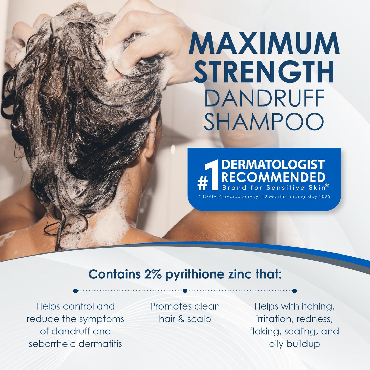 Vanicream Dandruff Shampoo – pH Balanced Mild Formula Effective For All Hair Types and Sensitive Scalps - Free of Fragrance, Lanolin, and Parabens – 8 Fl Oz