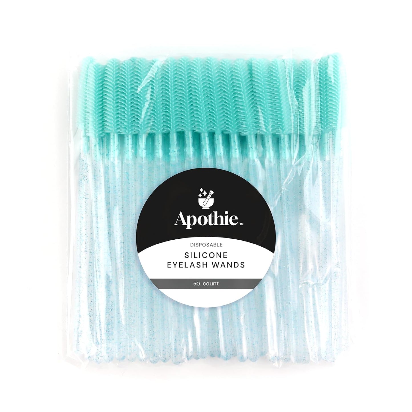 Skiennix Silicone Disposable Mascara Eyelash Wands - 50 Green Crystal Spoolie Brushes & Applicators