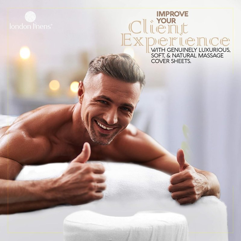 London Linens Extra Thick Massage Table Sheets Set - 100% Natural Cotton Flannel | White 3-Piece Set