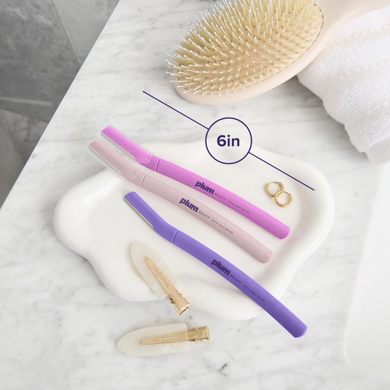 Plum Beauty Face Razors Women, Eyebrow Razor & Brow Shaper, Microblades for Facial Hair, Eye Brow Shaver, Dermaplane Razor Women Face, Beauty Razors, Eyebrow Blades