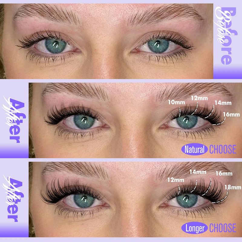 Pawotence Lash Clusters Wispy Kira Cluster Eyelash Extensions 10-18mm Individual Lashes DIY Cluster Lashes Extension Soft Comfortable Eyelash Clusters with Thin Band