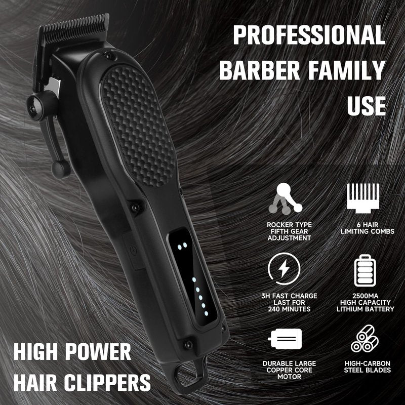 NUTCORE Men's Hair Clippers for Professional Hair Trimmer Cordless Rechargeable Powerful Beard Trimmer Hair Cutting Grooming Tool