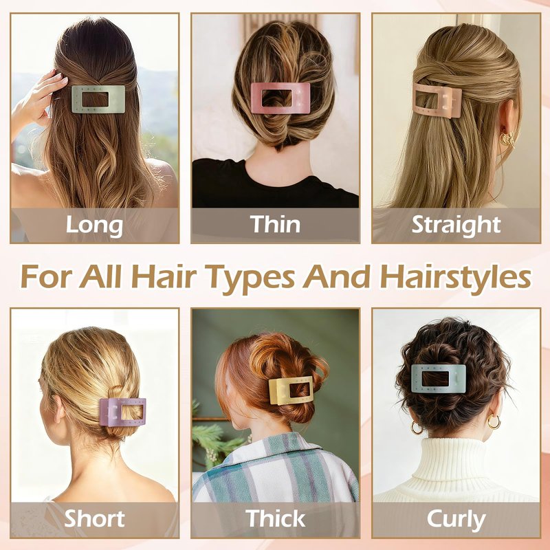 Artchita French Flat Hair Clips for Women 6pcs Hair Claw Clips for Thick or Thin Hair Matte Claw Clips for Girls Barrettes Non-Slip Strong Hold Hair Accessories for Women (Ice Cream)