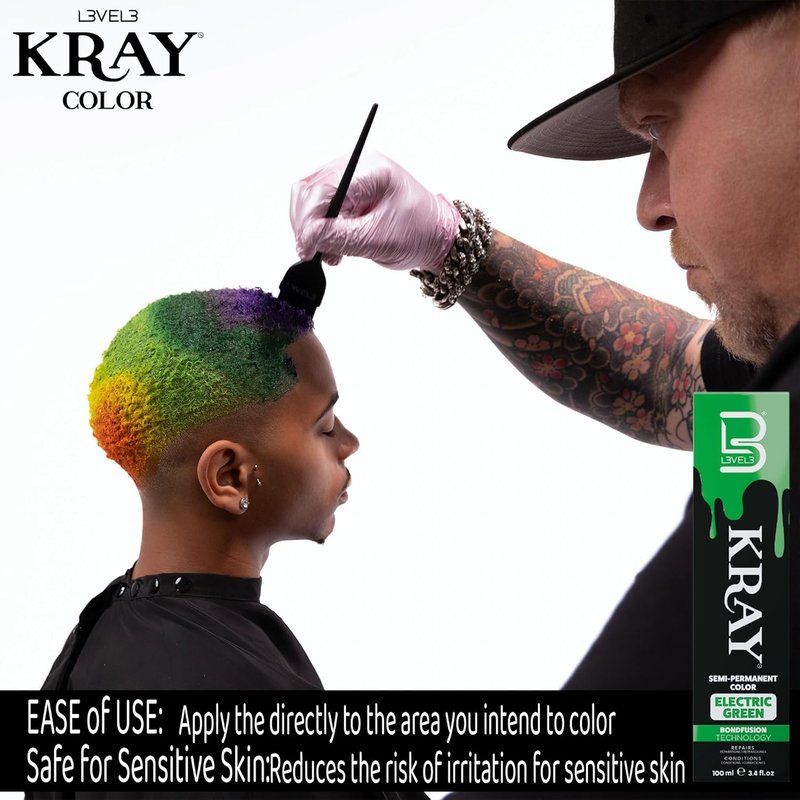 Electric Semi-Permanent Hair Color - Vibrant Long-Lasting Shine with Argan Oil - 100 ml | Electric Green