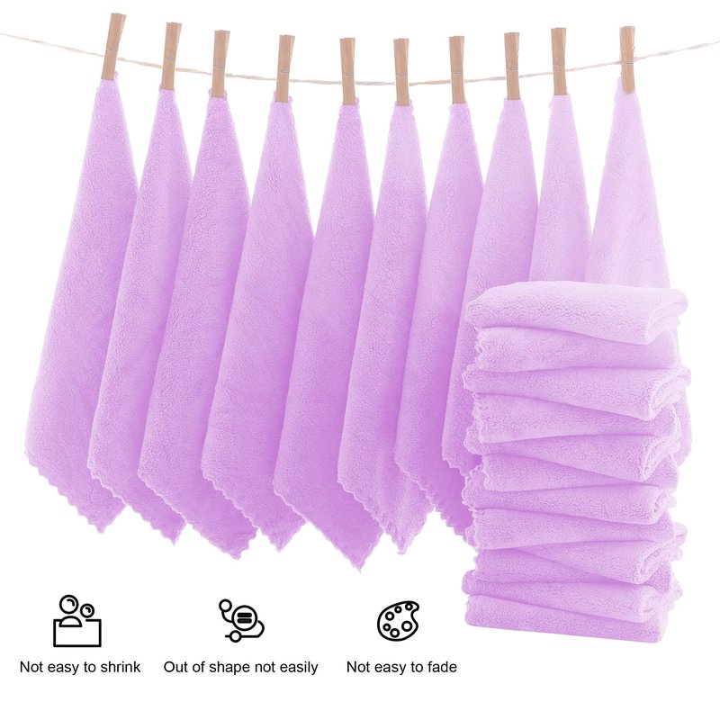 MOONQUEEN Ultra Soft Premium Washcloths Set - 12 x 12 inches - 24 Pack - Quick Drying - Highly Absorbent Coral Velvet Bathroom Wash Clothes - Use as Bath, Spa, Facial, Fingertip Towel (Purple)