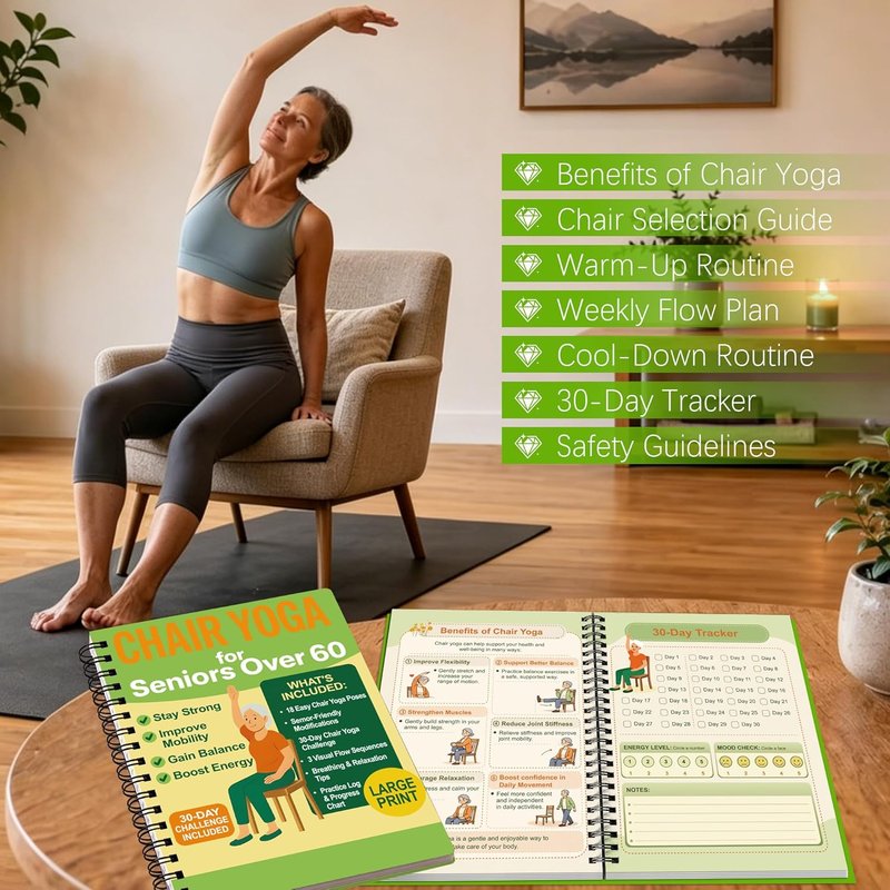 Chair Yoga for Seniors | 30-Day Gentle Seated Yoga Challenge for Weight Loss & Flexibility - 8.5x11" Guide