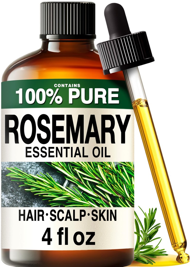 100% Pure Rosemary Oil - 4 Fl Oz Rosemary Essential Oil for Hair, Skin, Diffuser, Aromatherapy & DIY Soap Making Scent