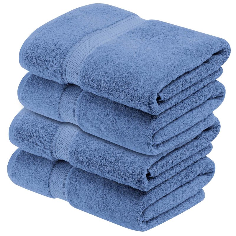 Superior Egyptian Cotton Plush & Absorbent, Bath Towel Set of 4, Denim Blue